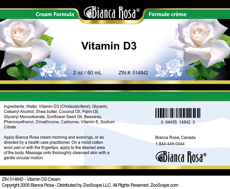 Vitamin D3 Cream - Label