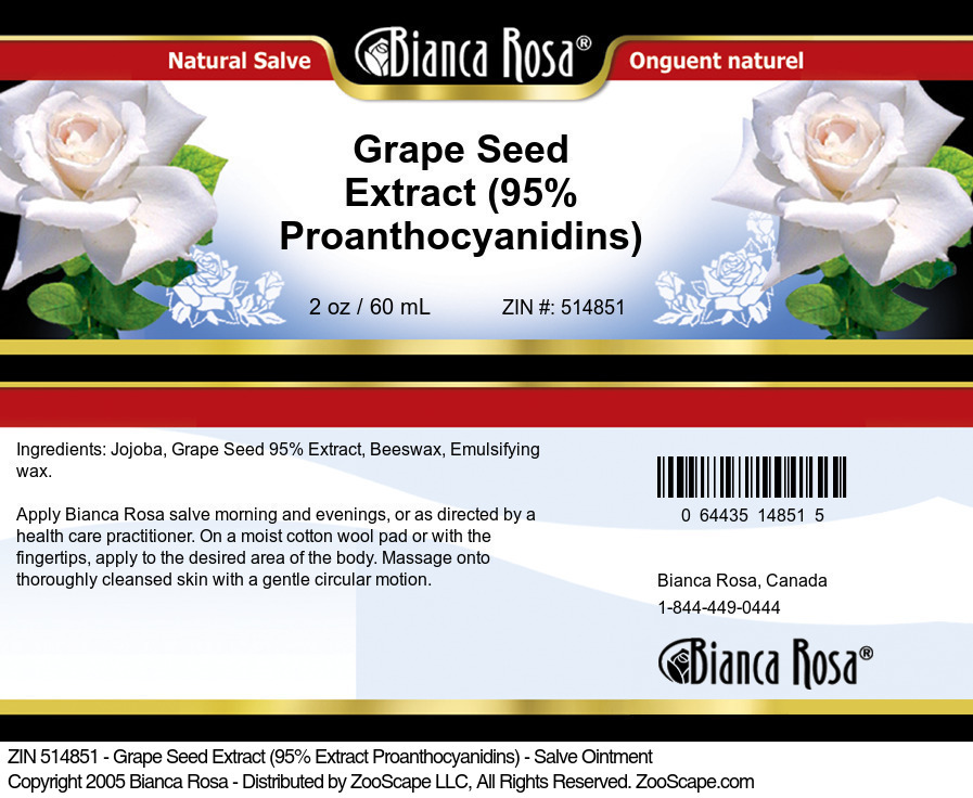 Grape Seed Extract (95% Proanthocyanidins) - Salve Ointment - Label