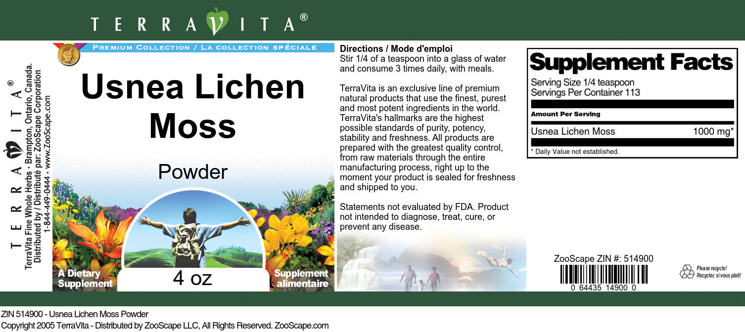 Usnea Lichen Moss Powder - Label
