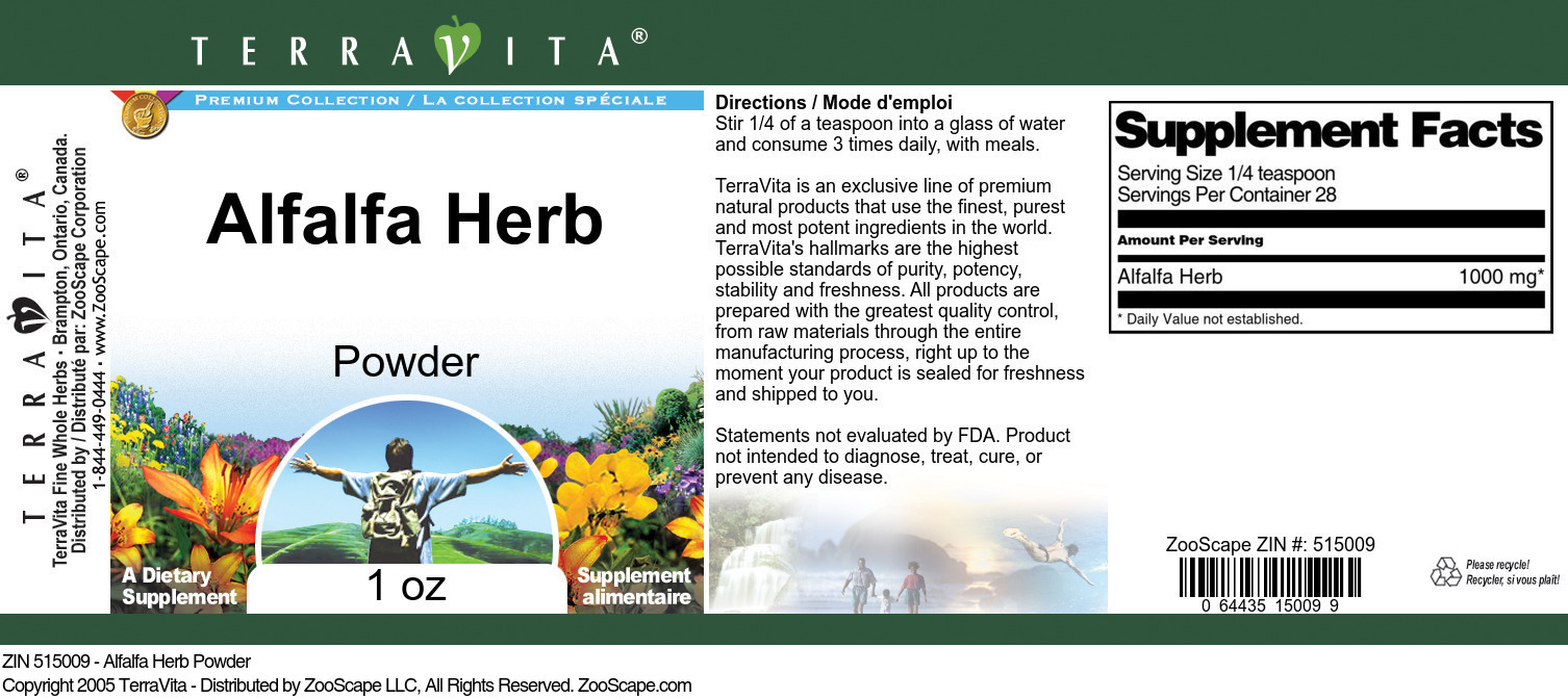 Alfalfa Herb Powder - Label