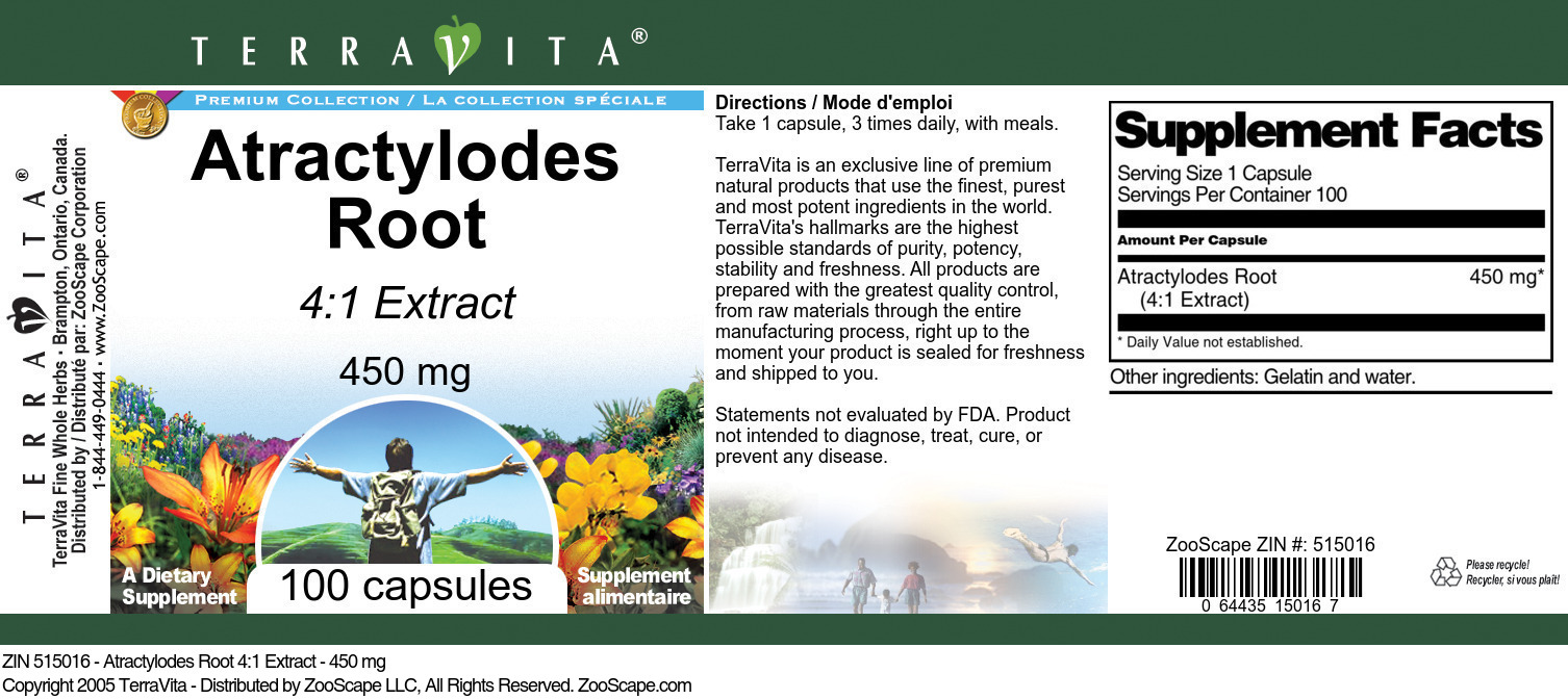 Atractylodes Root 4:1 Extract - 450 mg - Label