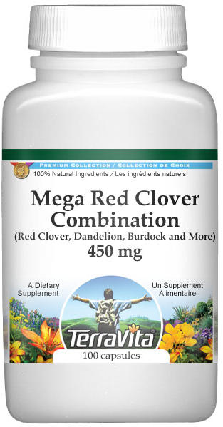 Mega Red Clover Combination - Red Clover, Dandelion, Burdock and More - 450 mg