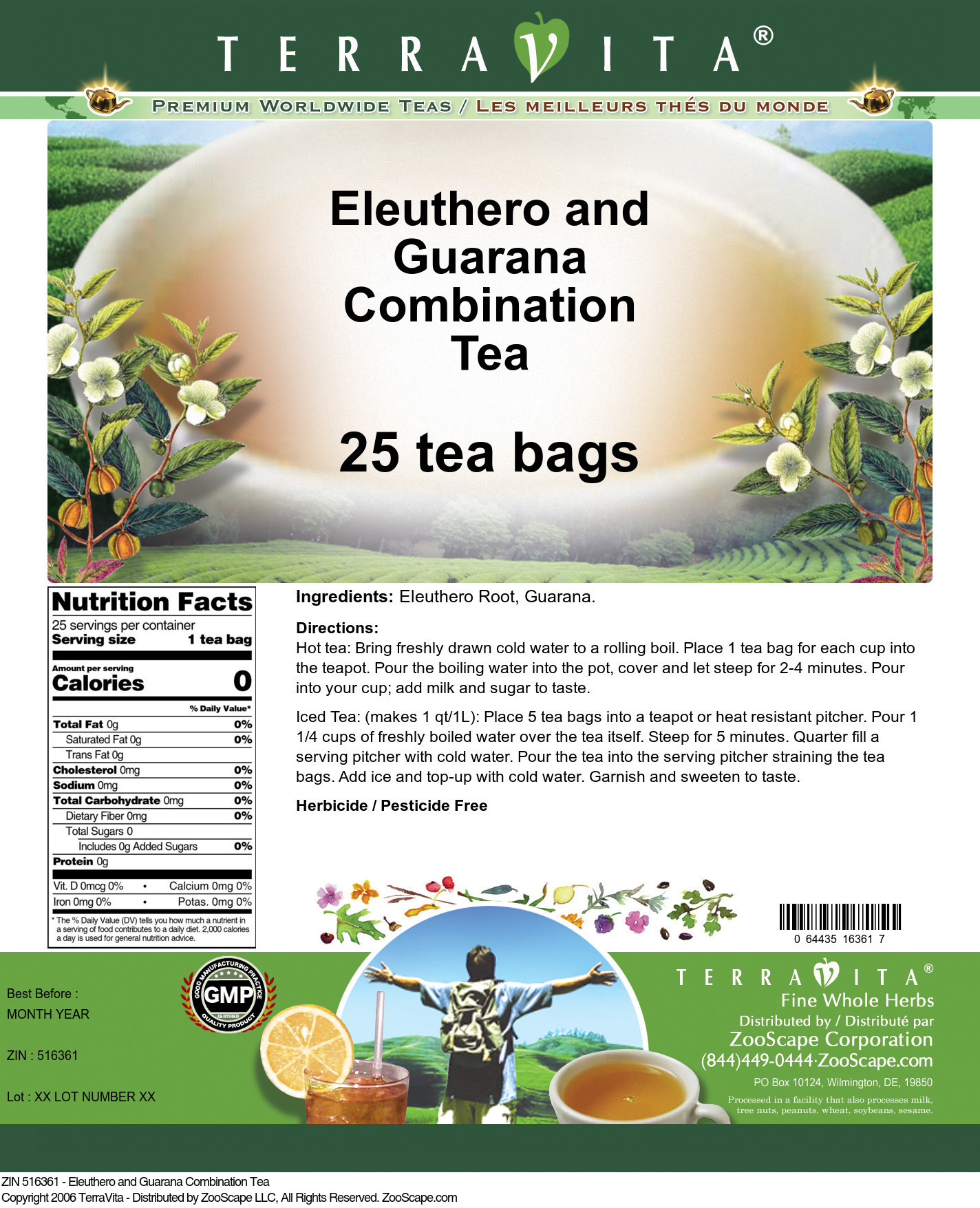 Eleuthero and Guarana Combination Tea - Label