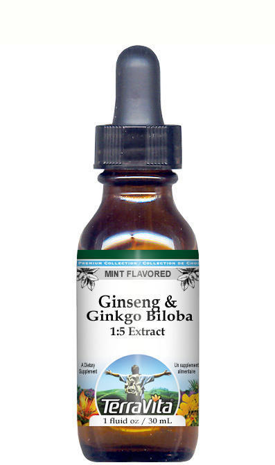 Eleuthero and Ginkgo Combination - Glycerite Liquid Extract (1:5) Mint Flavored Alcohol-Free