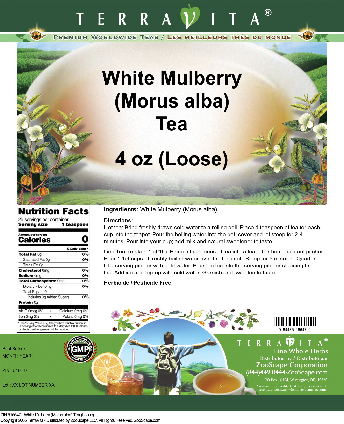 White Mulberry (Morus alba) Tea (Loose) - Label