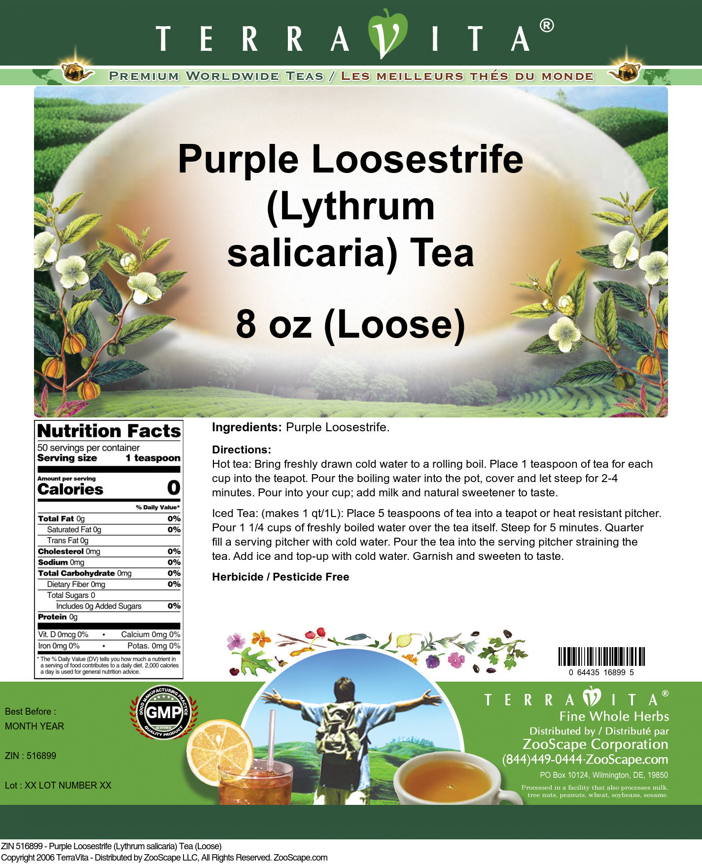 Purple Loosestrife (Lythrum salicaria) Tea (Loose) - Label