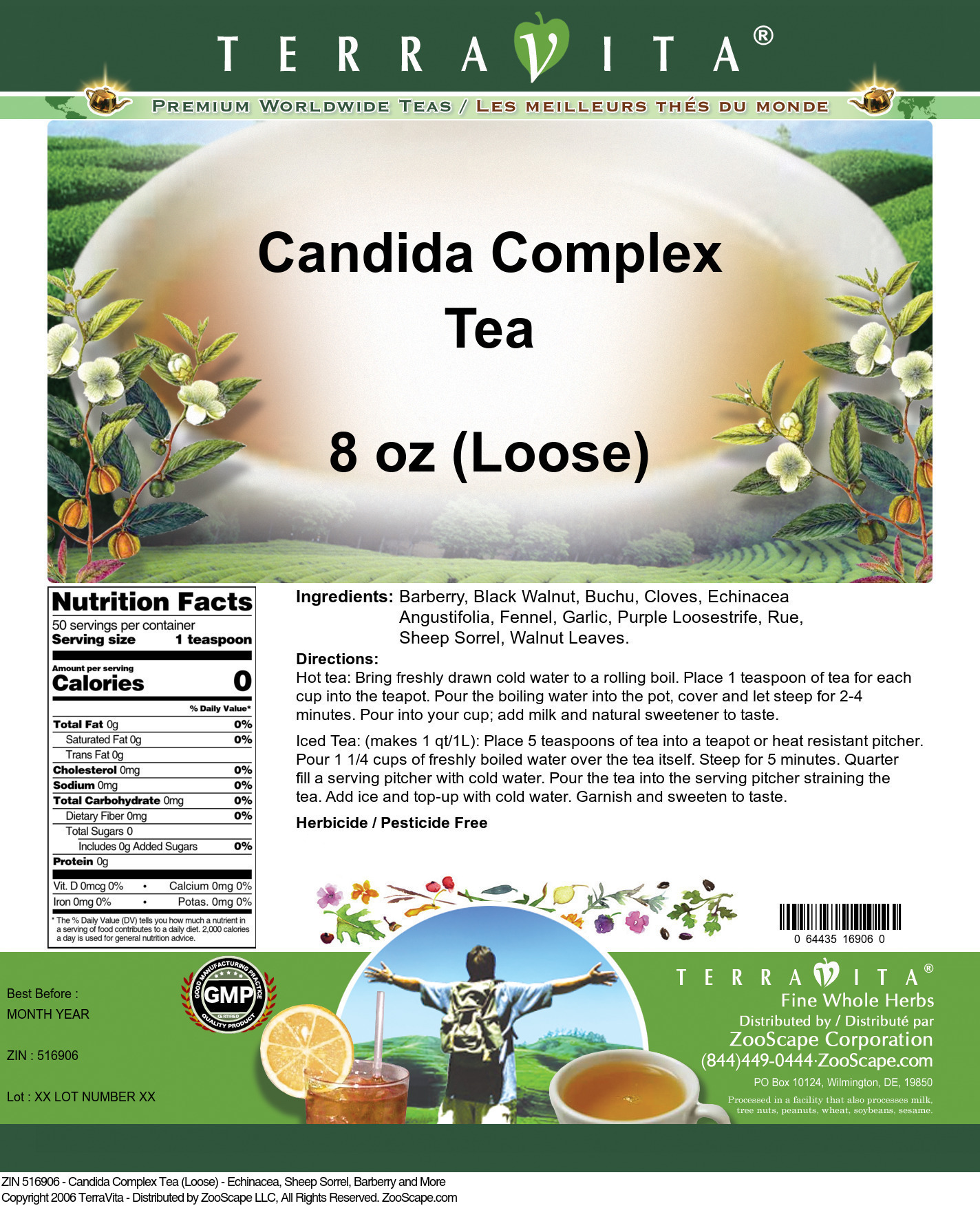 Candida Complex Tea (Loose) - Echinacea, Sheep Sorrel, Barberry and More - Label