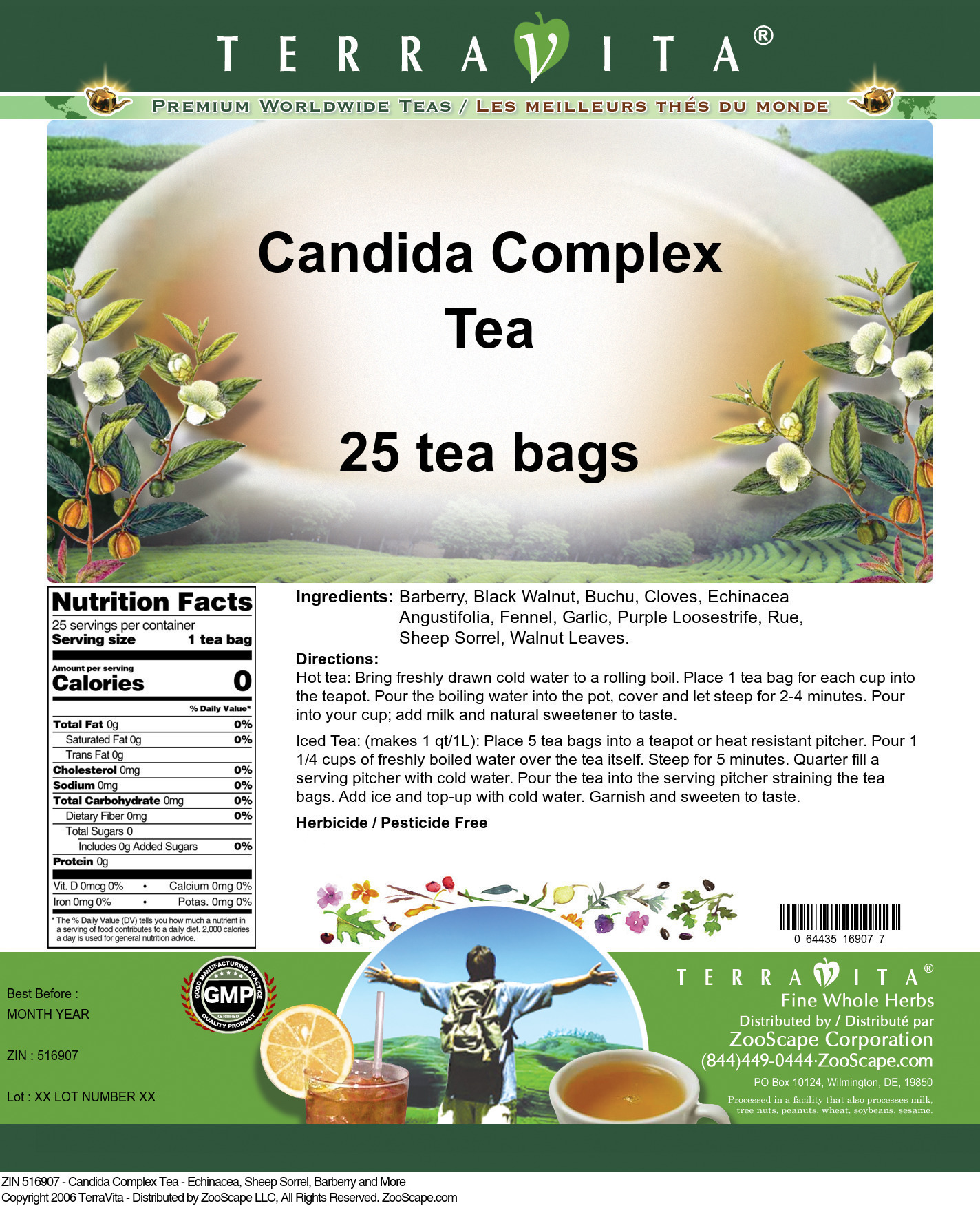 Candida Complex Tea - Echinacea, Sheep Sorrel, Barberry and More - Label