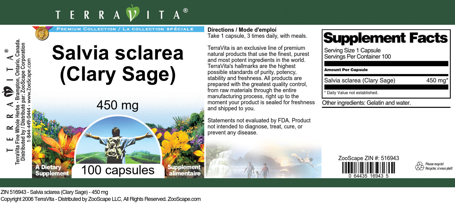Salvia sclarea (Clary Sage) - 450 mg - Label