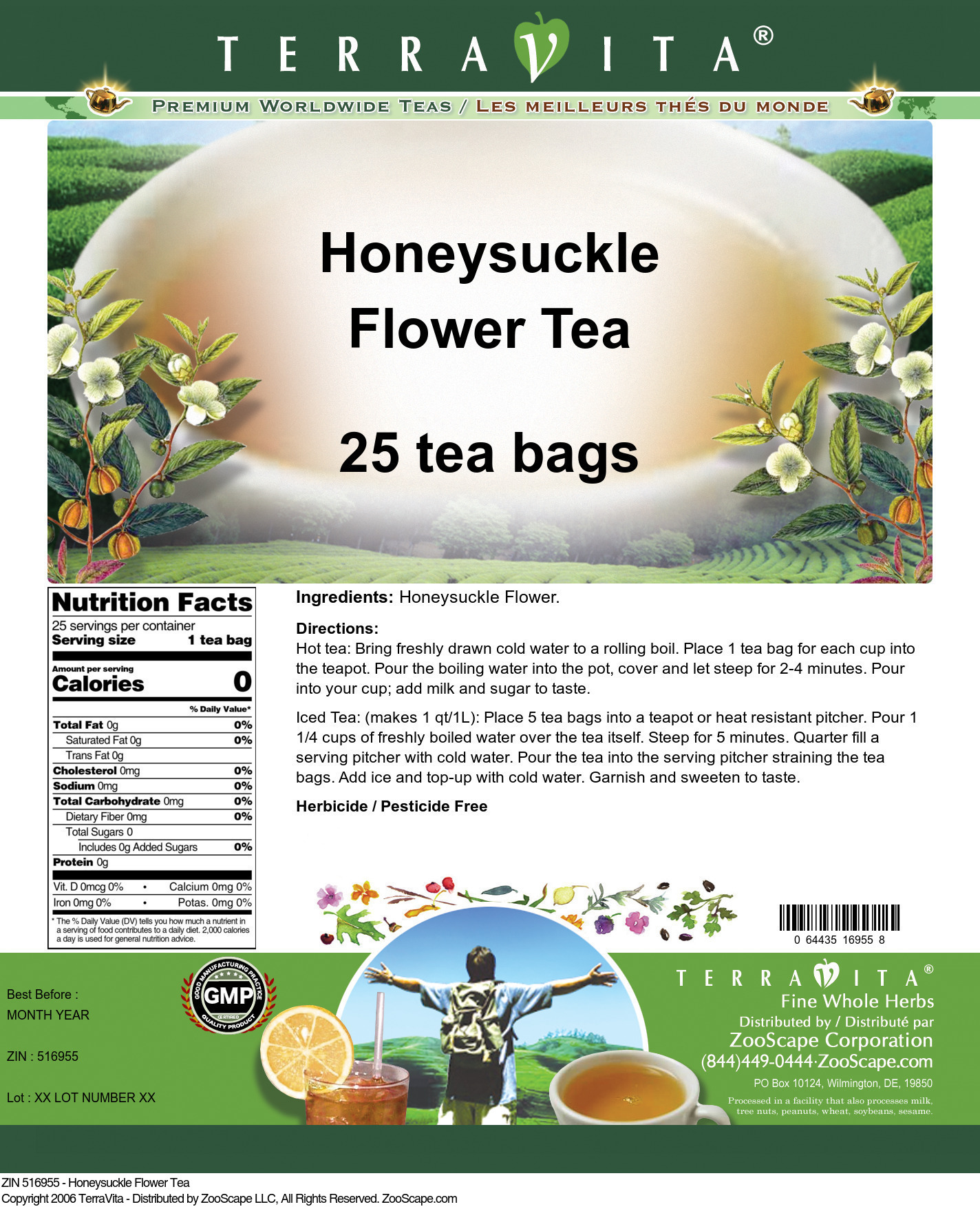 Honeysuckle Flower Tea - Label