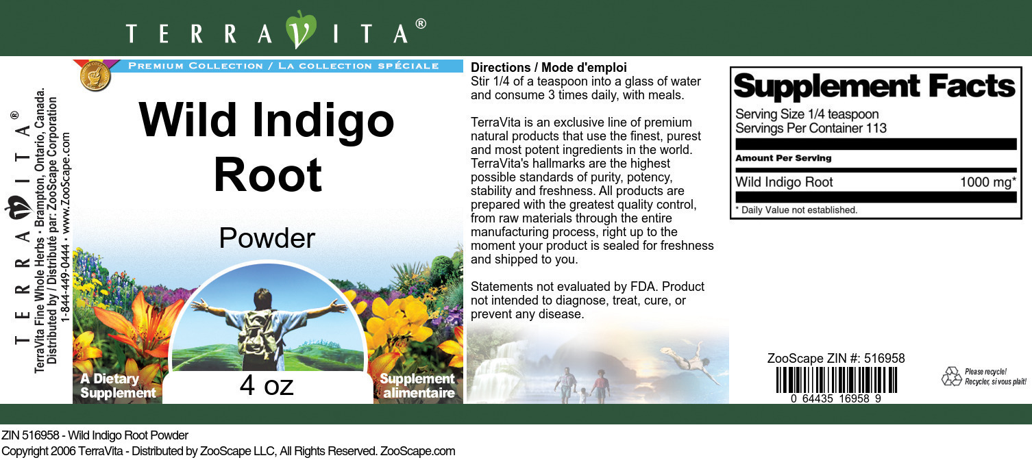 Wild Indigo Root Powder - Label