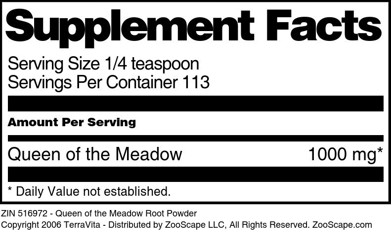 Queen of the Meadow Root Powder - Supplement / Nutrition Facts