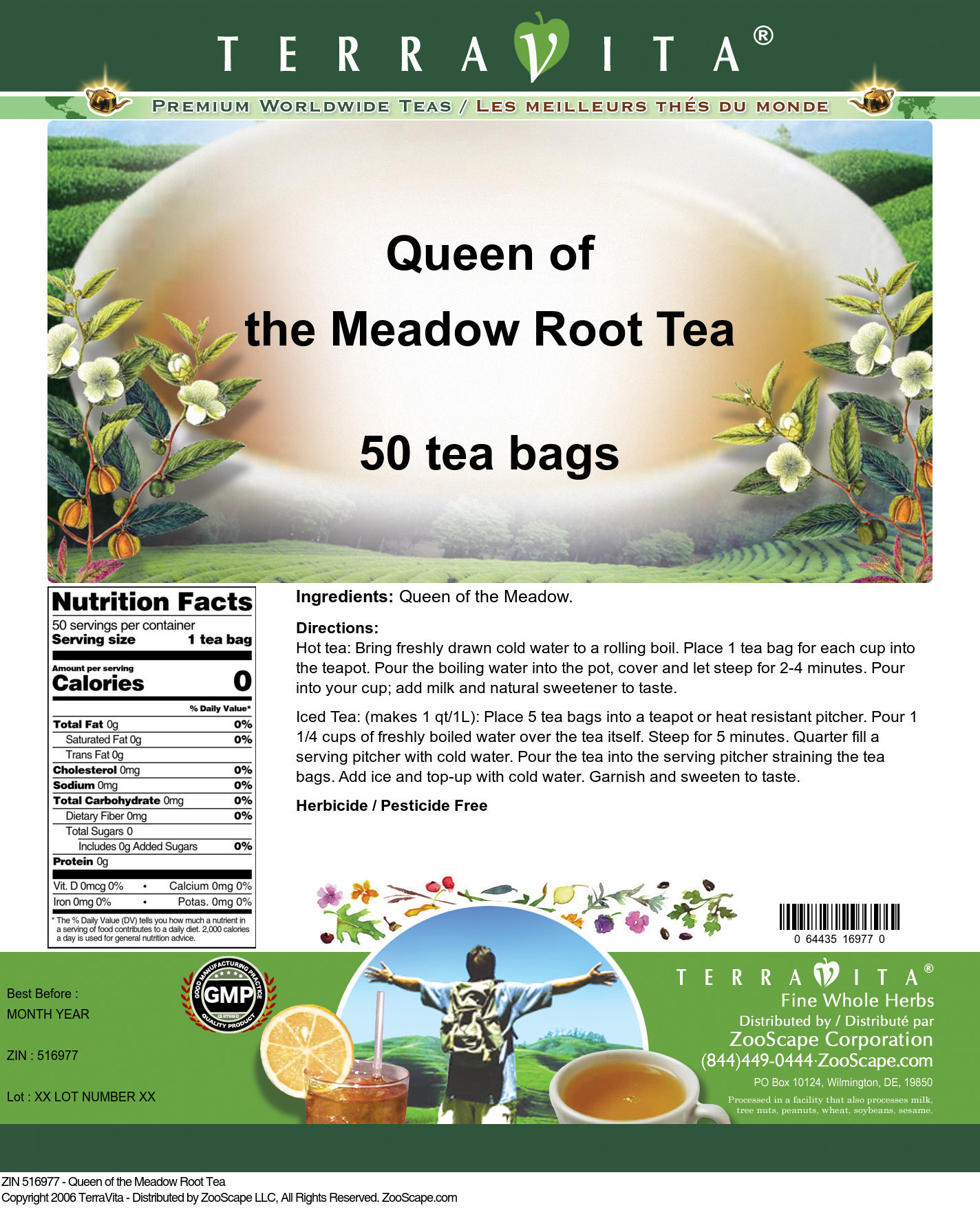 Queen of the Meadow Root Tea - Label