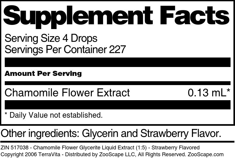 Chamomile Flower Glycerite Liquid Extract (1:5) - Supplement / Nutrition Facts