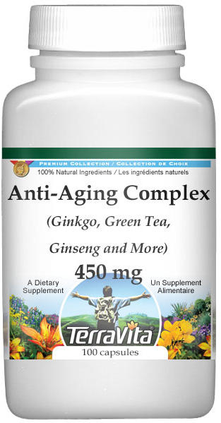 Anti-Aging Complex - Ginkgo, Green Tea, Ginseng and More - 450 mg