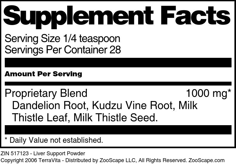 Liver Support Powder - Supplement / Nutrition Facts