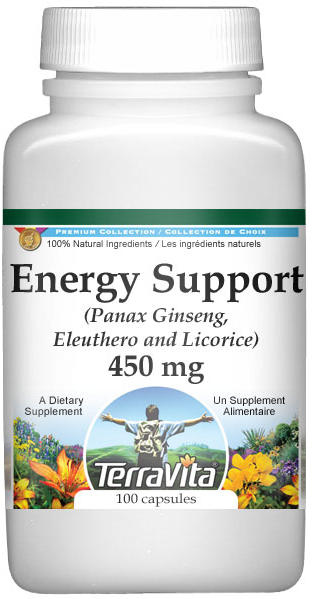 Energy Support - Panax Ginseng, Eleuthero and Licorice - 450 mg