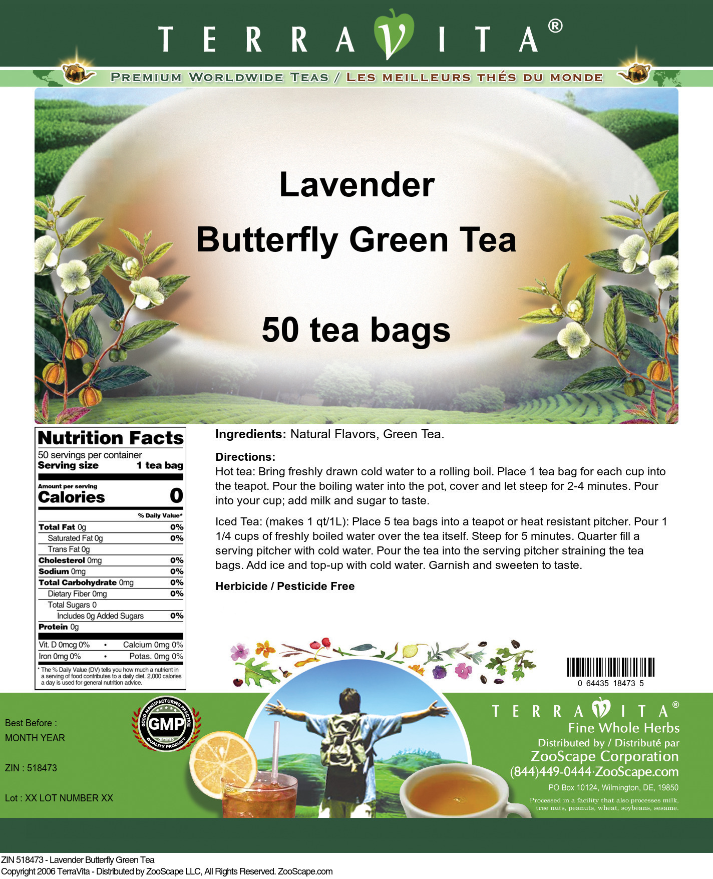 Lavender Butterfly Green Tea - Label