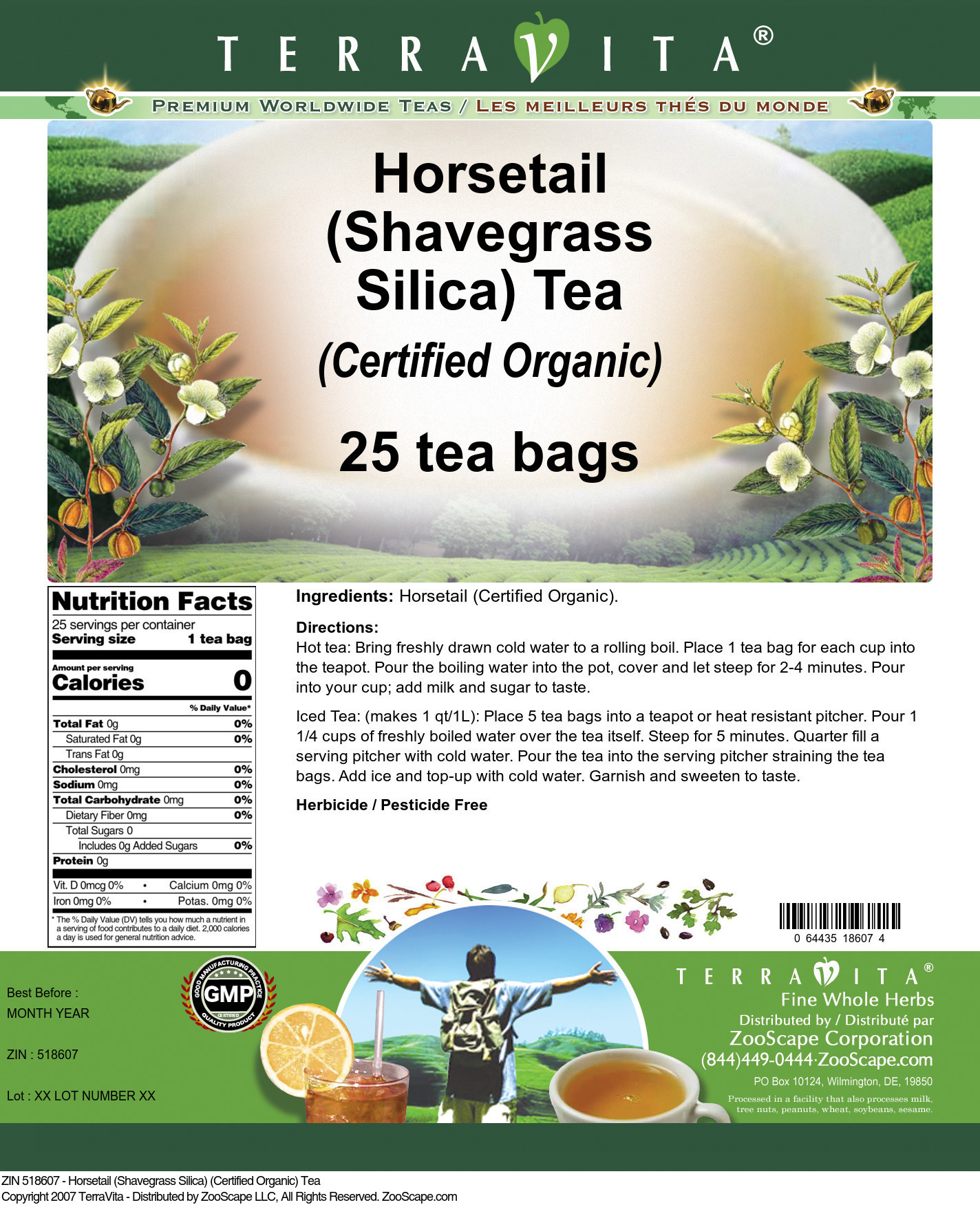 Horsetail (Shavegrass Silica) (Certified Organic) Tea - Label