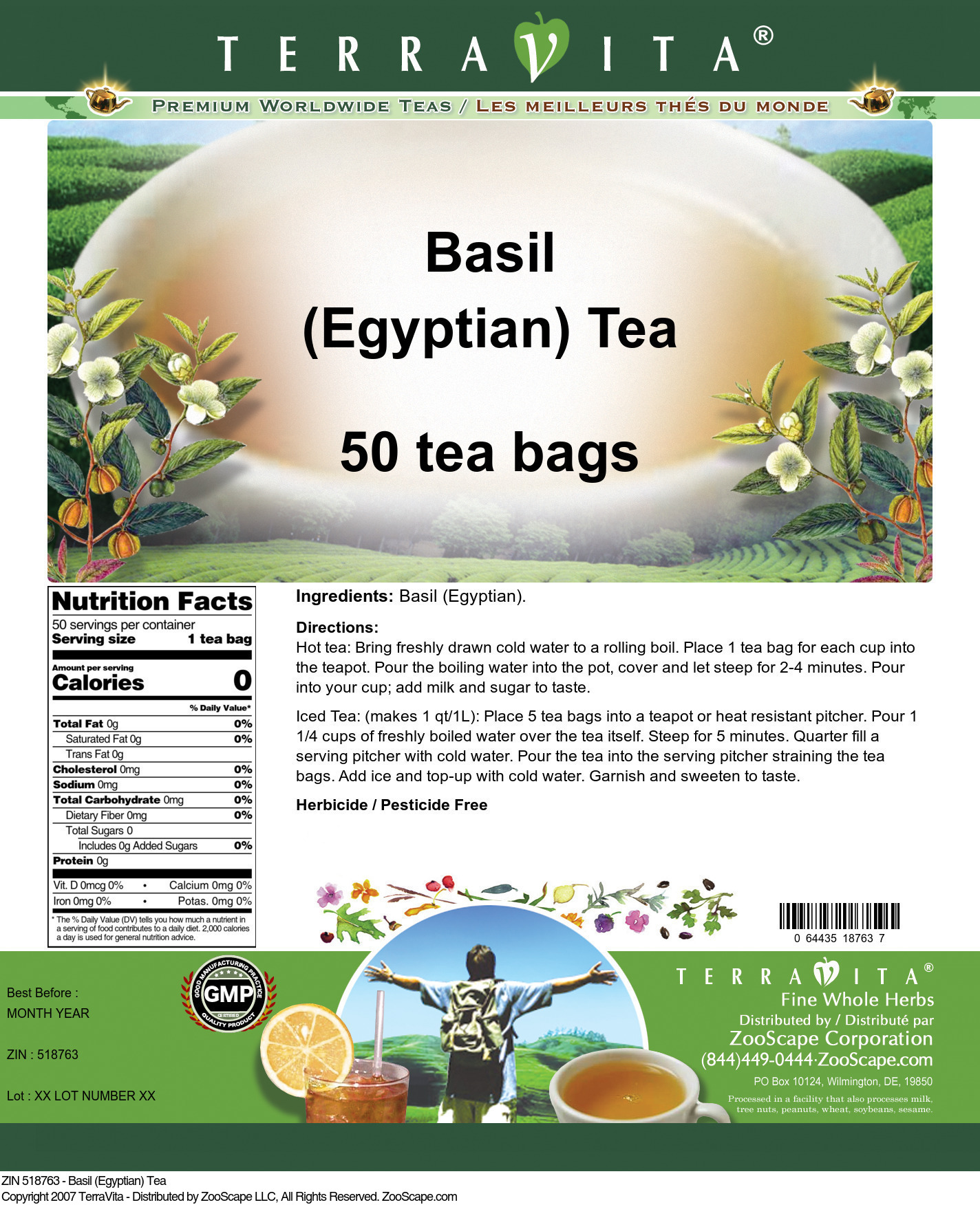 Basil (Egyptian) Tea - Label