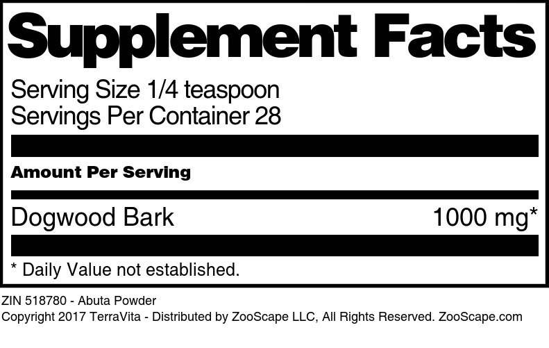 Abuta Powder - Supplement / Nutrition Facts