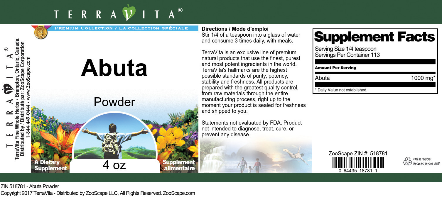 Abuta Powder - Label