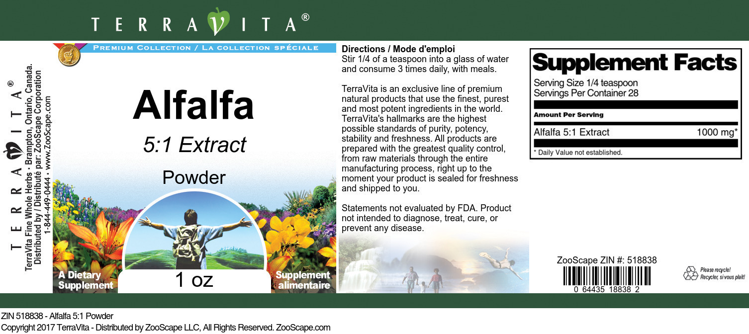 Alfalfa 5:1 Powder - Label