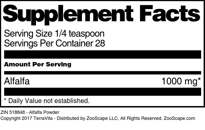 Alfalfa Powder - Supplement / Nutrition Facts