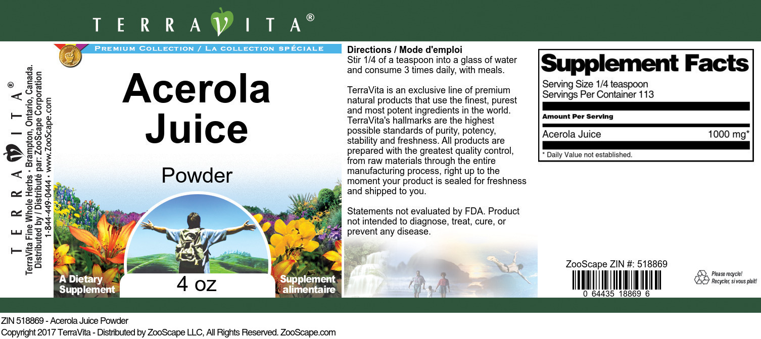 Acerola Juice Powder - Label