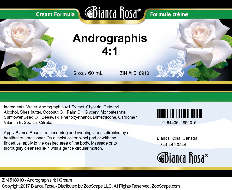 Andrographis 4:1 Cream - Label