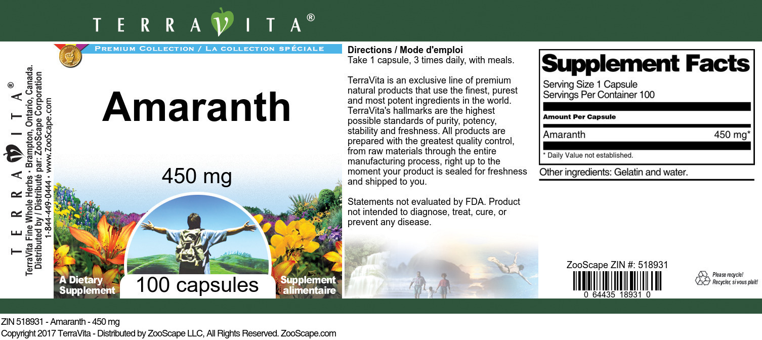 Amaranth - 450 mg - Label
