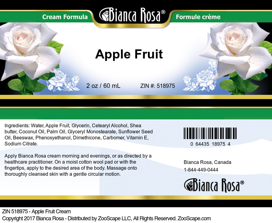 Apple Fruit Cream - Label