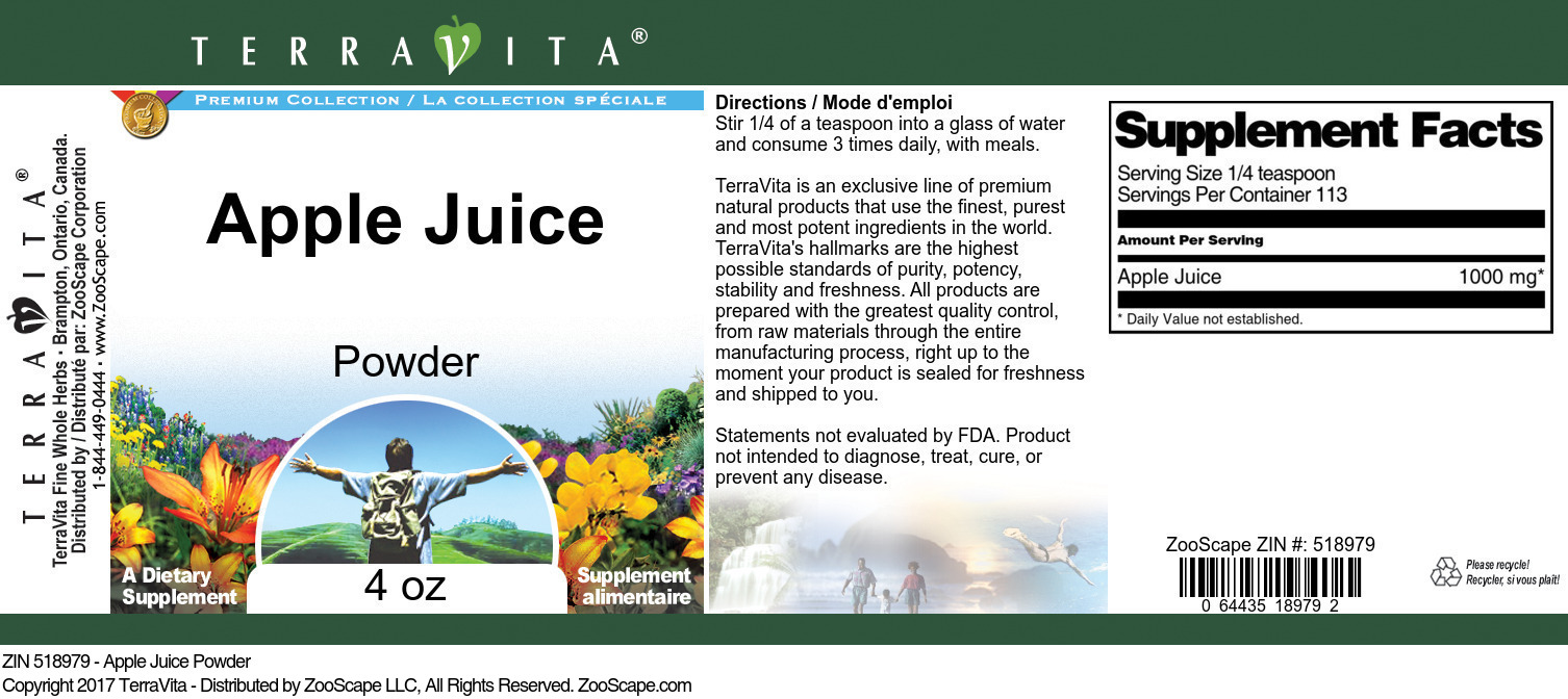 Apple Juice Powder - Label