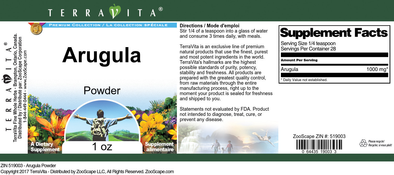 Arugula Powder - Label
