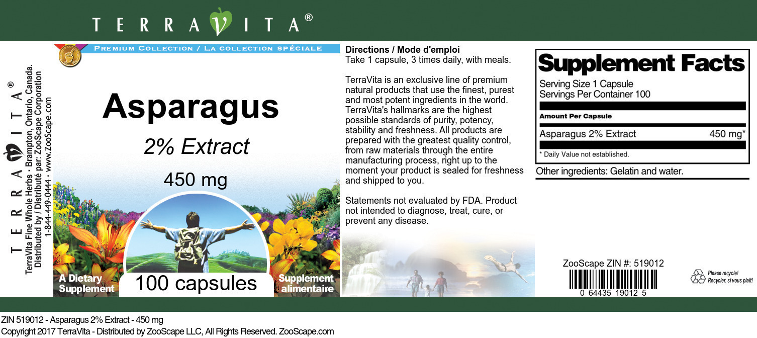 Asparagus 2% - 450 mg - Label