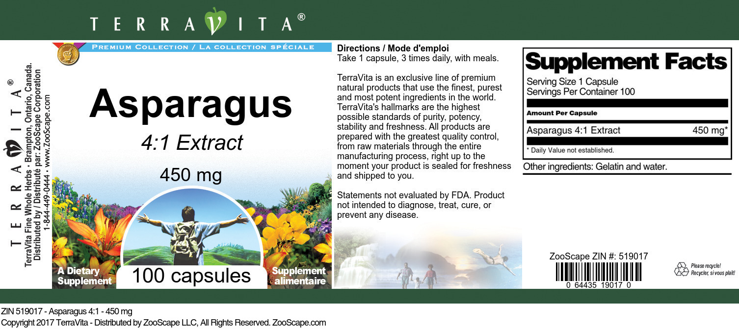 Asparagus 4:1 - 450 mg - Label