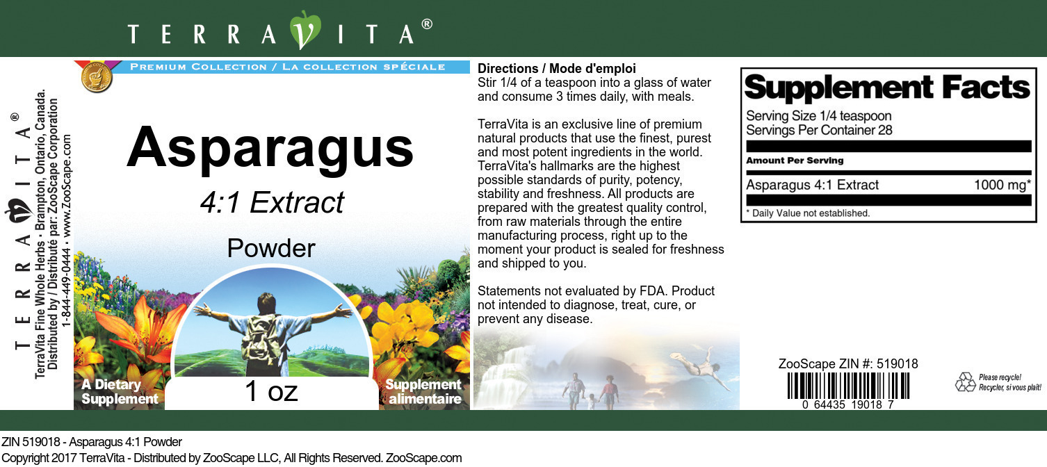 Asparagus 4:1 Powder - Label