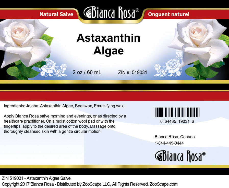 Astaxanthin Algae Salve - Label