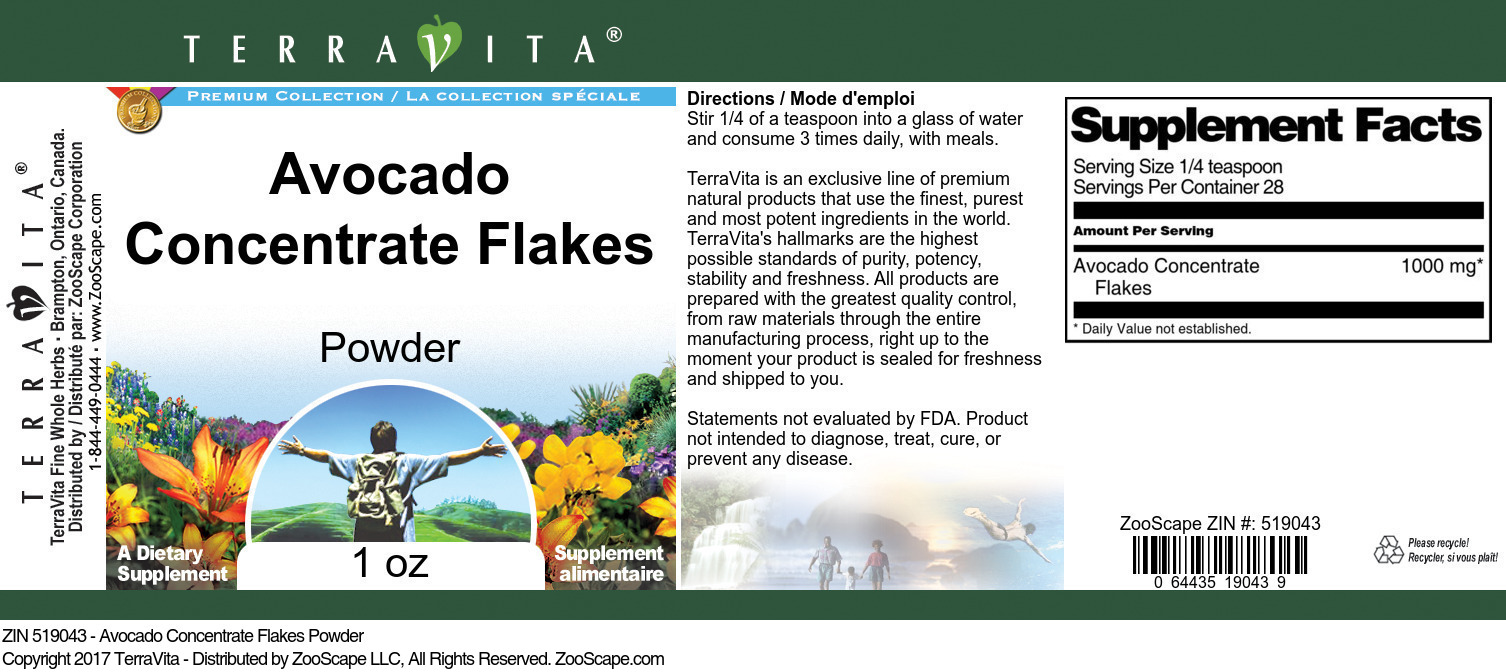 Avocado Concentrate Flakes Powder - Label