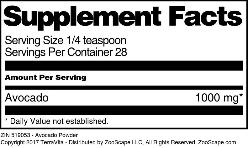 Avocado Powder - Supplement / Nutrition Facts