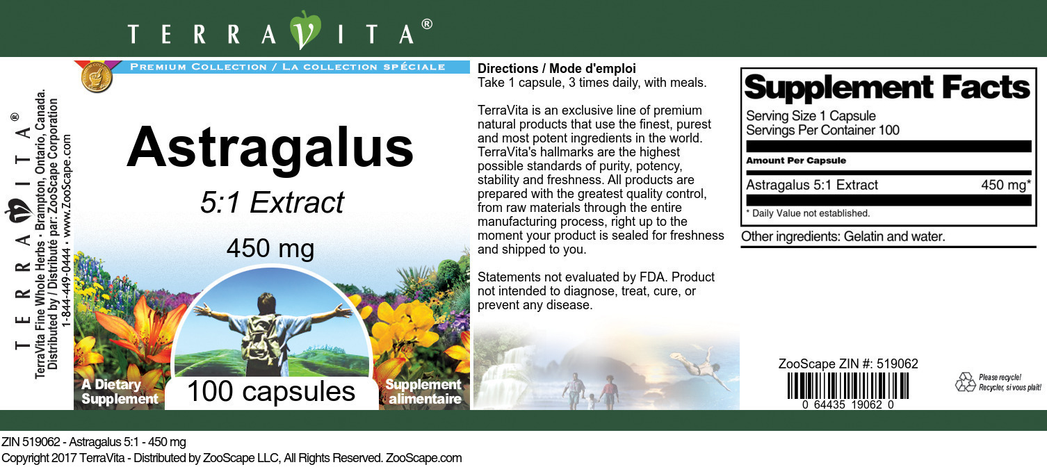 Astragalus 5:1 - 450 mg - Label