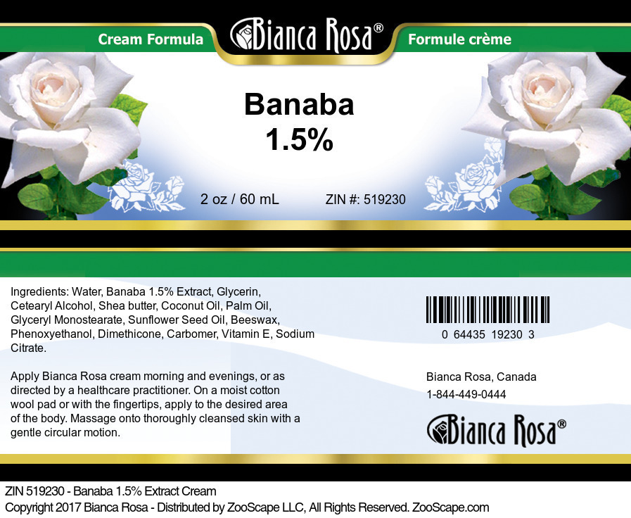 Banaba 1.5% Cream - Label