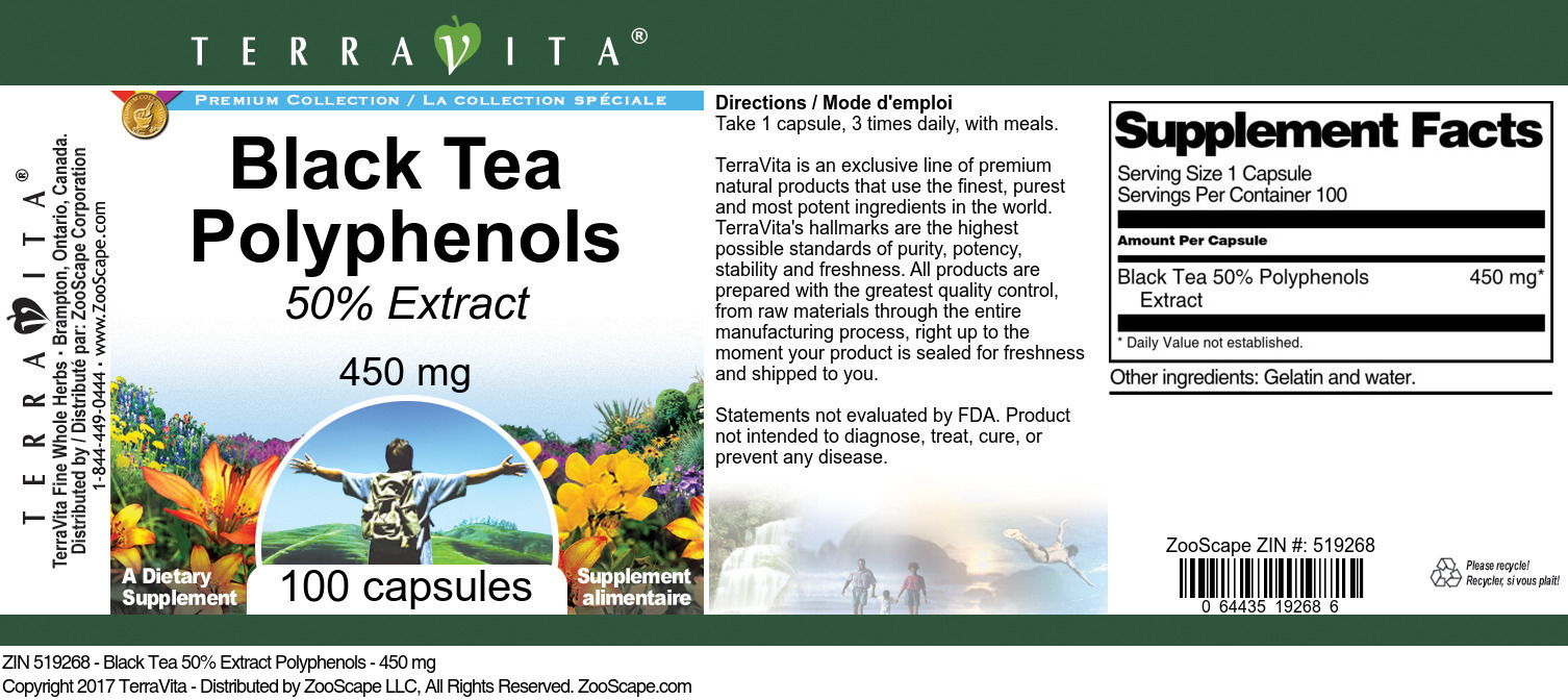Black Tea 50% Polyphenols - 450 mg - Label