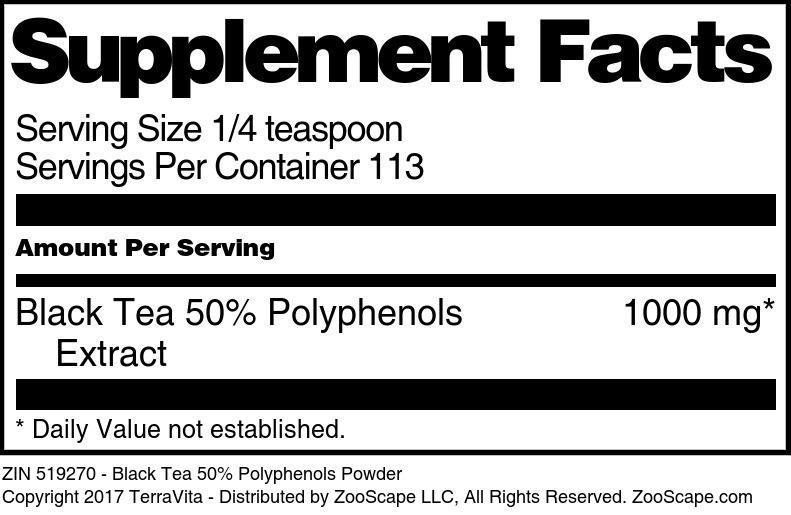 Black Tea 50% Polyphenols Powder - Supplement / Nutrition Facts