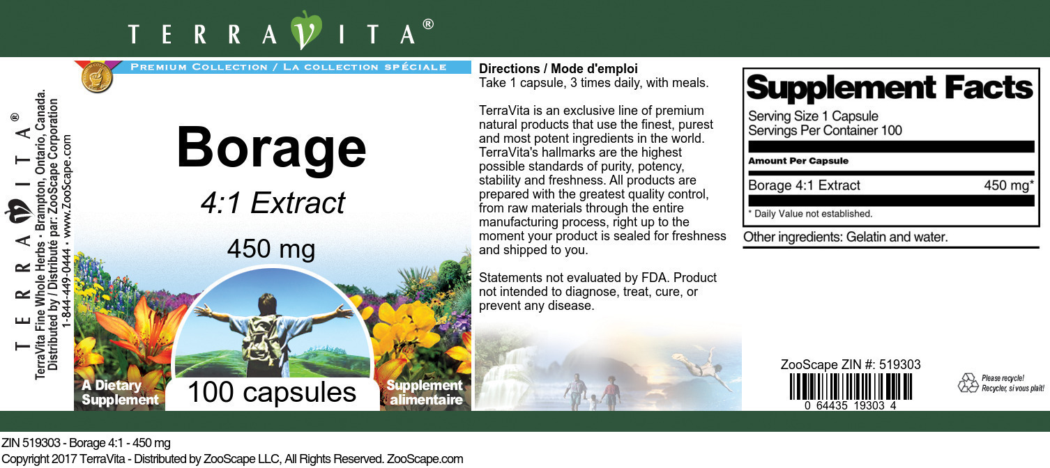 Borage 4:1 - 450 mg - Label