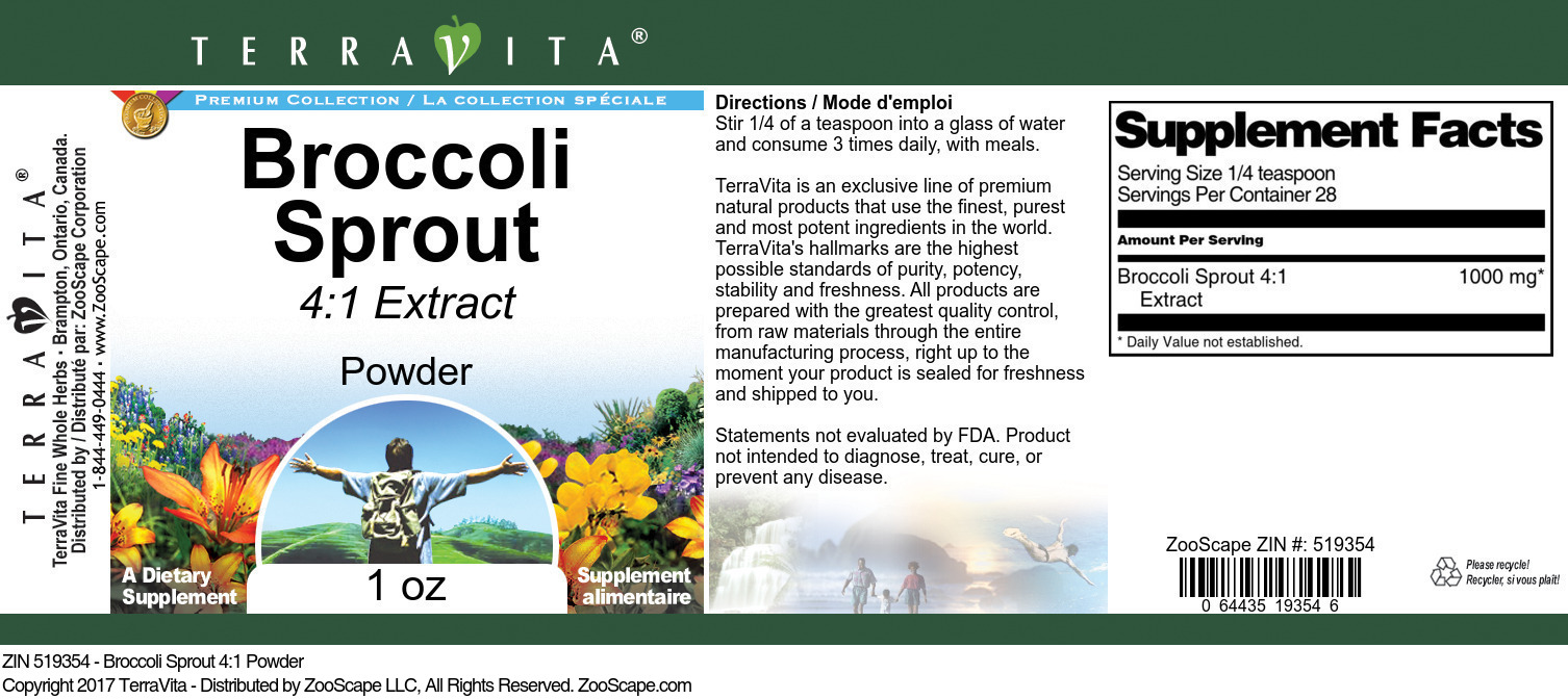 Broccoli Sprout 4:1 Powder - Label