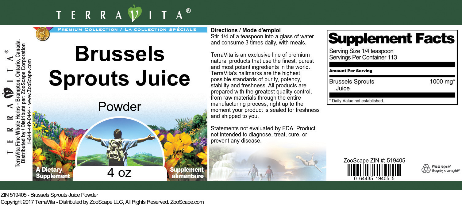 Brussels Sprouts Juice Powder - Label