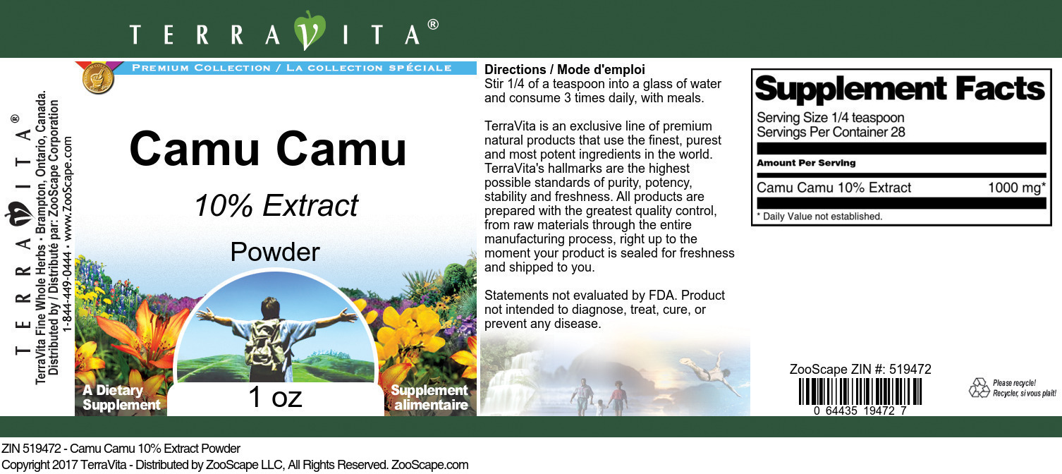 Camu Camu 10% Powder - Label