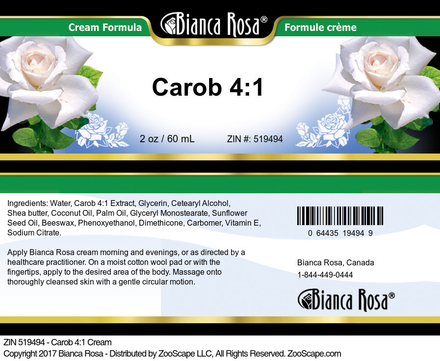 Carob 4:1 Cream - Label