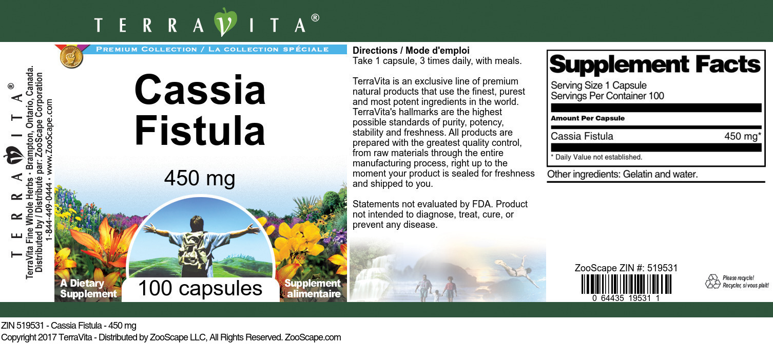 Cassia Fistula - 450 mg - Label